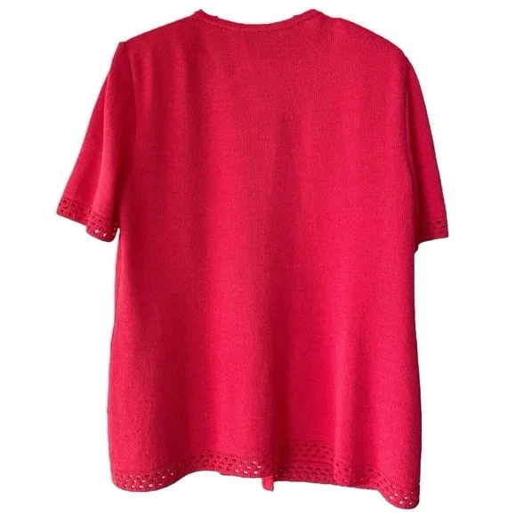 ST.JOHN for Holt Renfrew Coral Red Tie Front Cardigan Santana Knit Size 14